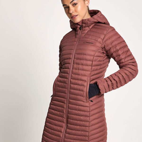 Berghaus Nula Micro Hooded Longline Puffer Jacket Berry