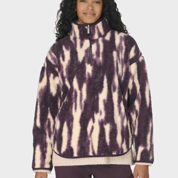 Sweaty Betty Plush Half Zip Funnel Neck Fleece Jacket Purple Mix