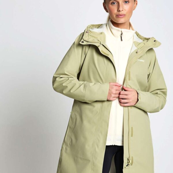 Berghaus Omeara Waterproof Hooded Long Raincoat Light Green