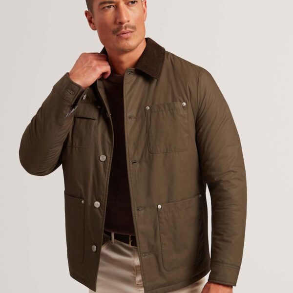 Ted Baker Pure Cotton Waxed Chore Jacket Khaki