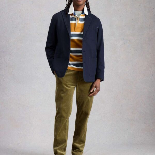 White Stuff Regular Fit Pure Cotton Twill Blazer Navy