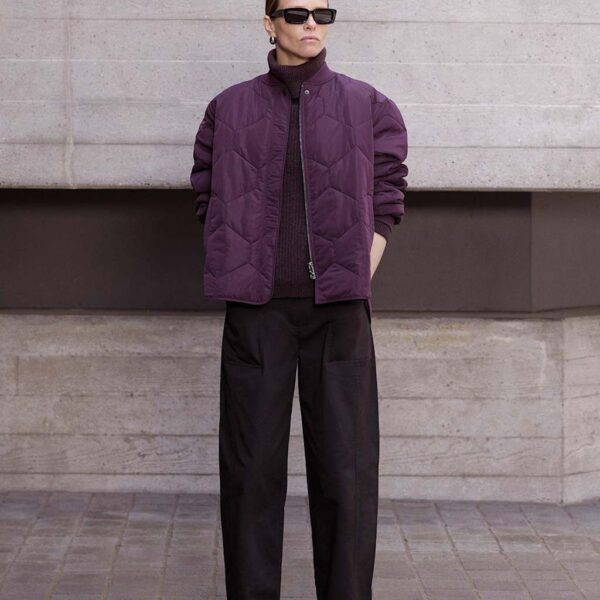 Whistles Quilted Relaxed Jacket Burgundy
