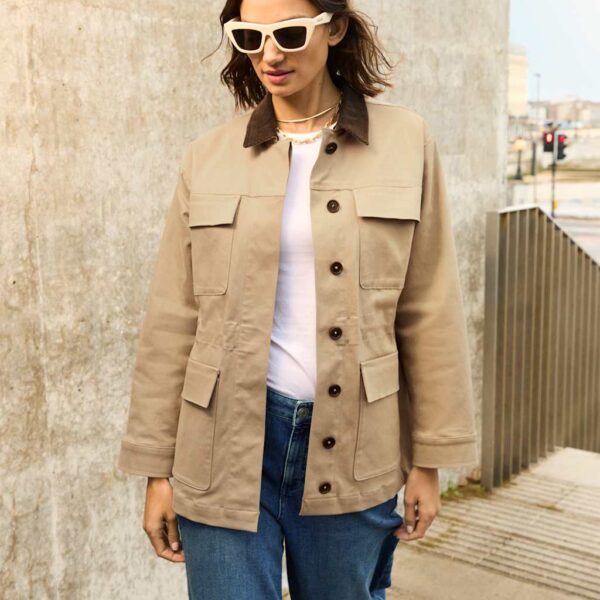 BAUKJEN Cotton Rich Utility Jacket Brown