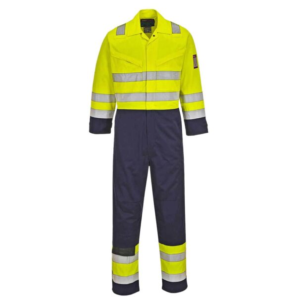 Modaflame Flame Resistant Hi Vis Overall Yellow / Navy XL 34"