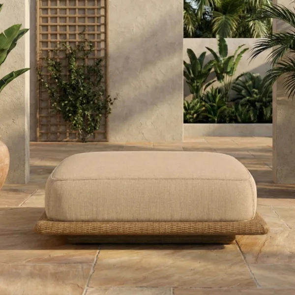 Lark Square Rattan Garden Ottoman
