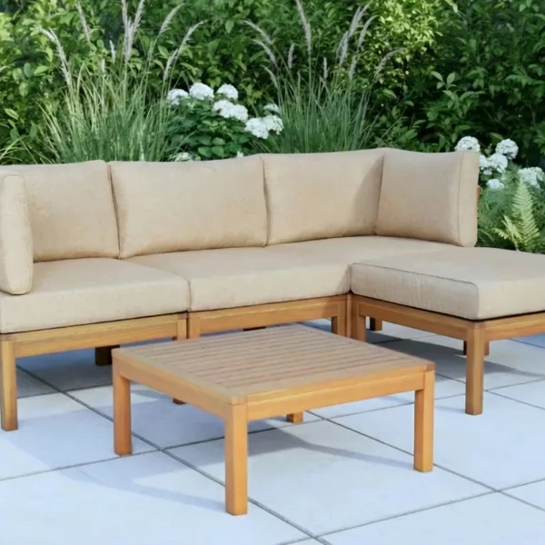 Cali 3 Seater Wooden Garden Chaise Sofa Set