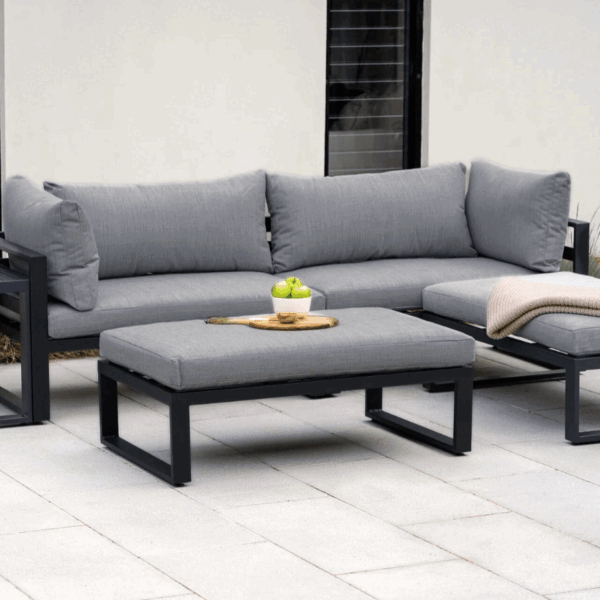 Santorini Grey 4 Seater Modular Aluminium Lounge Set and Cover Bundle