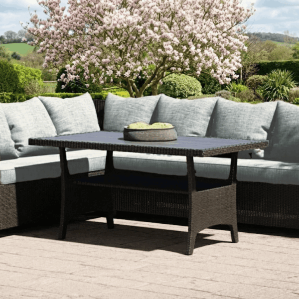 Stockholm 6 Seater Black Rattan Corner Set and Cover Bundle