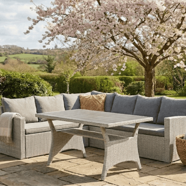 Stockholm 6 Seater Grey Rattan Corner Set and Cover Bundle