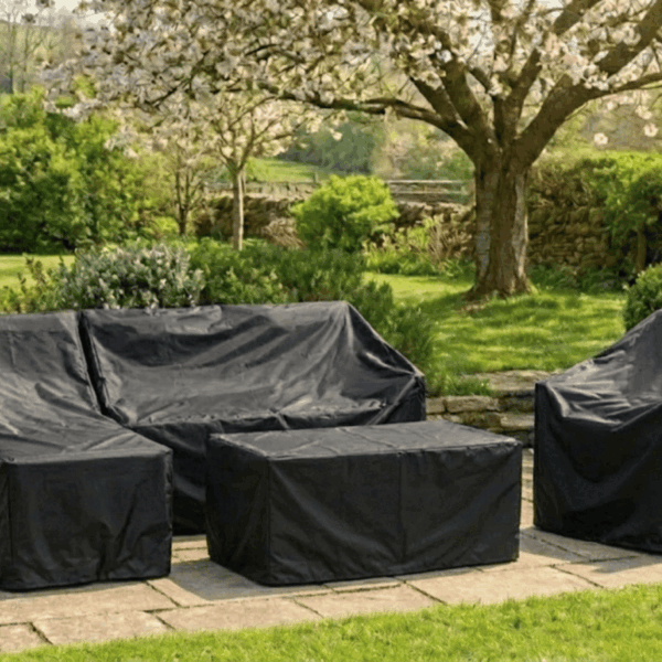 Stockholm Rattan Grey 4 Seater Garden Chaise Lounge Set and Cover Bundle