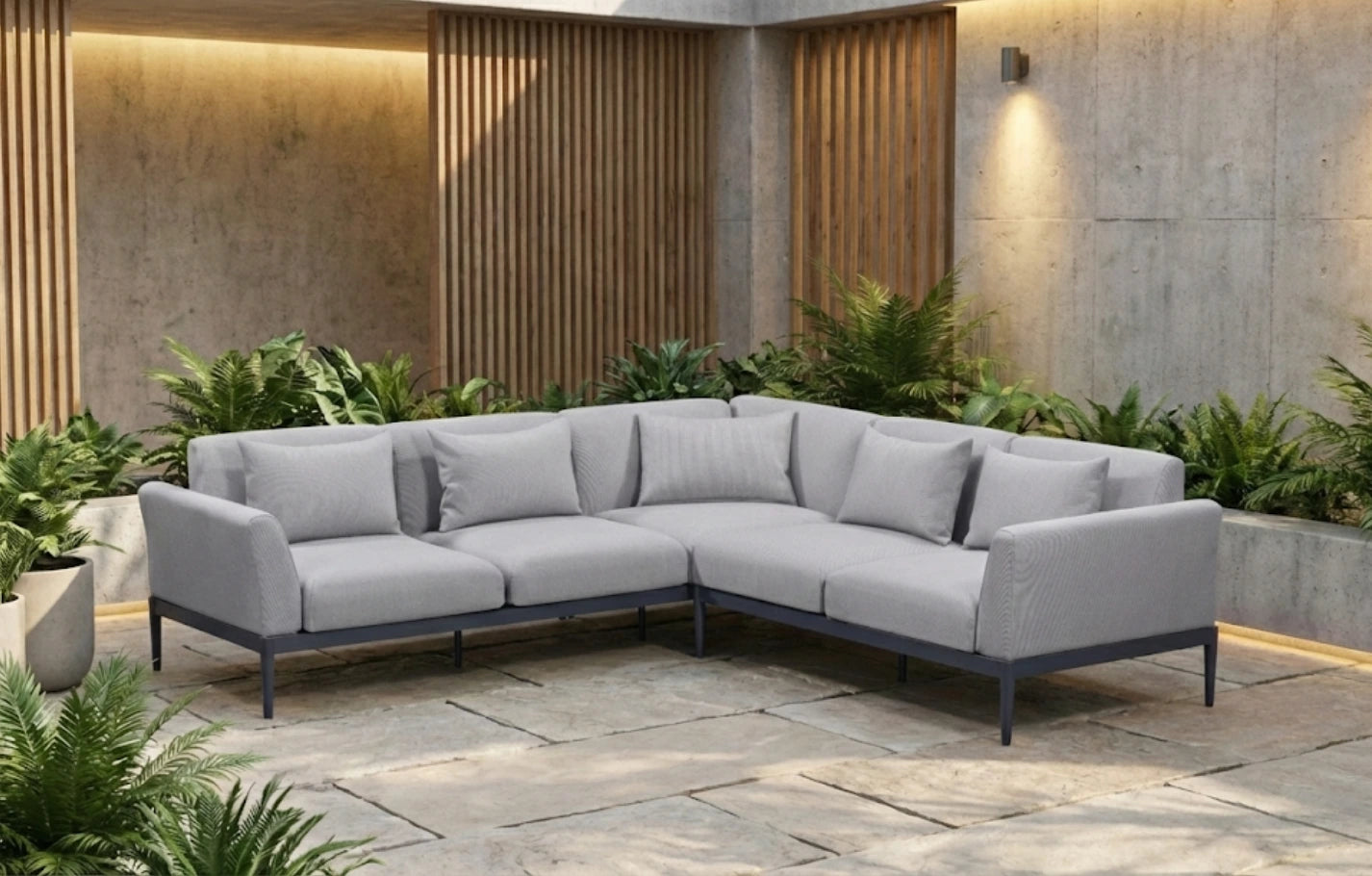 Alta 5 Seater Corner Grey Aluminium Corner Garden Sofa