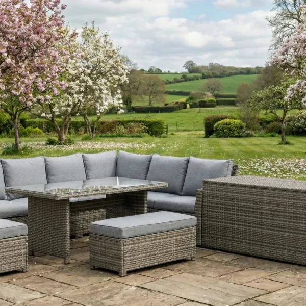 Palma Grey Rattan Garden Lounge Set and Cushion Box Bundle