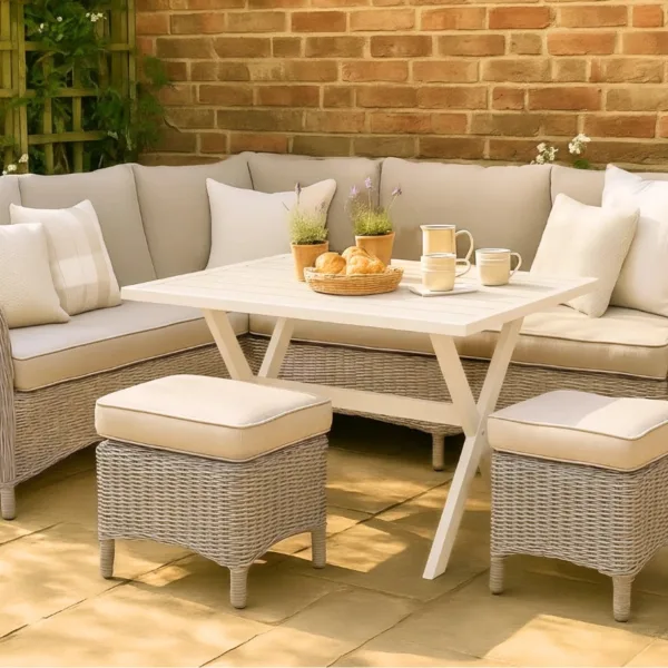 Sorrento 7 Seater Rattan Corner Sofa Lounge and Dining Garden Set